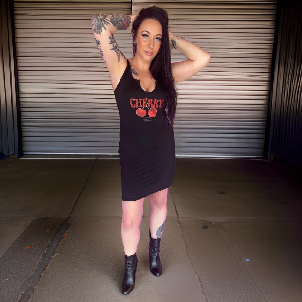 NEW Little black dress cherry dress cherry print dress sexy black dresses clubwe